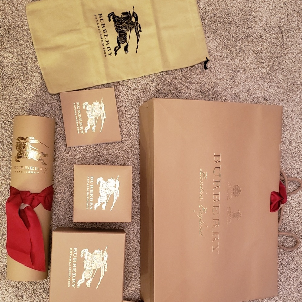 Burberry box and bag lot